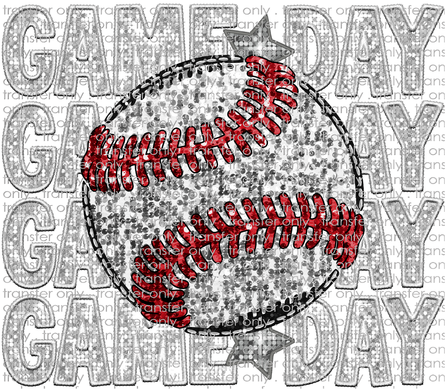 SPT 479 Game Day Silver Baseball Faux Glitter