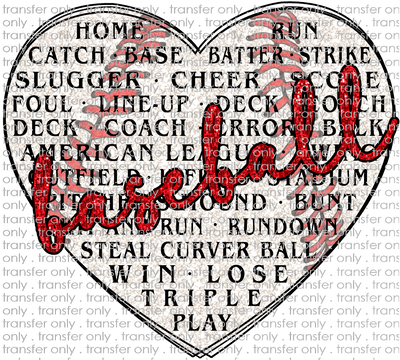 SPT 490 Baseball Heart Faux Glitter