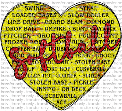 SPT 491 Softball Heart Faux Glitter