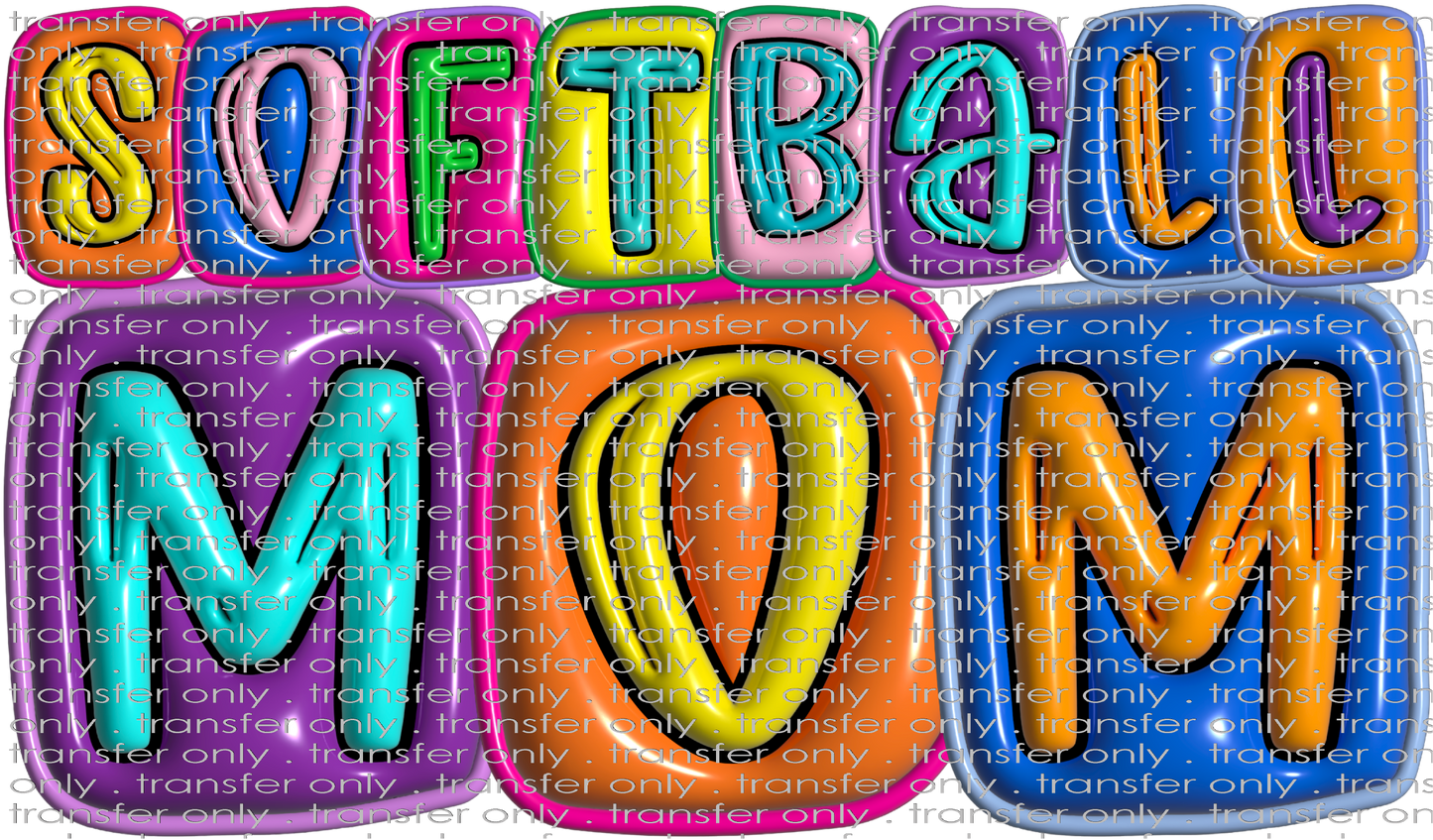 SPT 496 3D Colorful Softball Mom