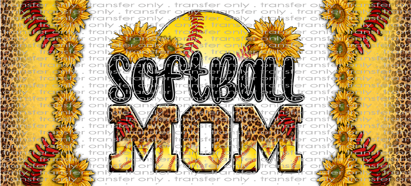 SPT UV 117 Leopard Sunflower Softball Mom UV DTF 16oz Wrap