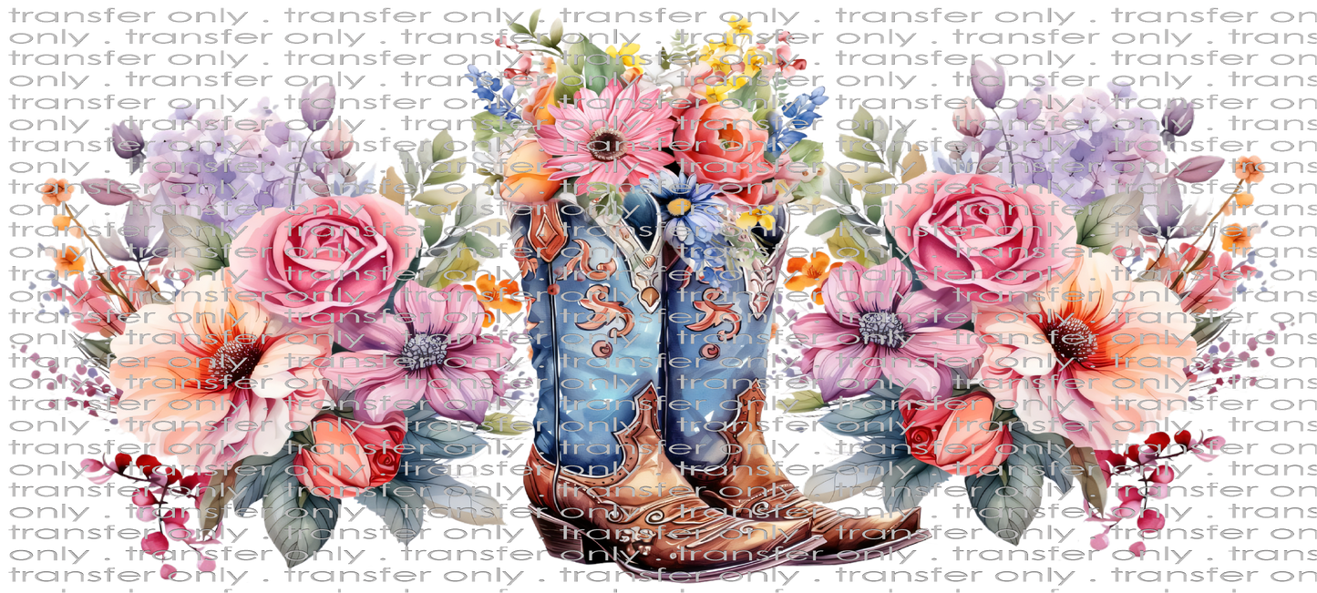 SW UV 112 Bright Cowgirl Boots and Flowers UV DTF 16oz Wrap