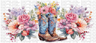 SW UV 112 Bright Cowgirl Boots and Flowers UV DTF 16oz Wrap