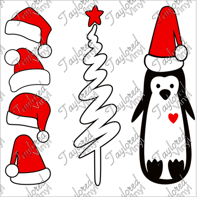 Santa Hats, Trees and Penguin UV Candle Set