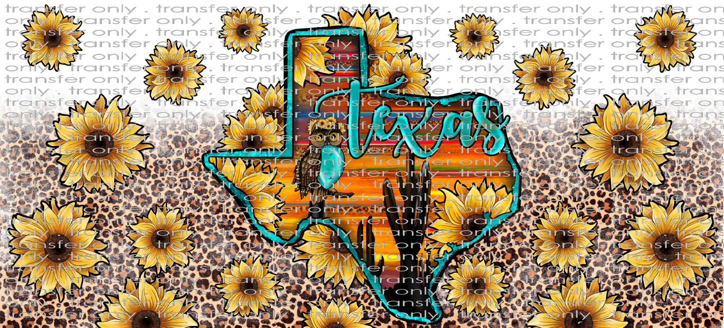 TX UV 101 Texas Leopard Sunflowers UV DTF 16oz Wrap