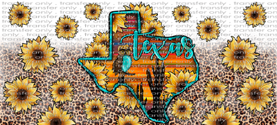 TX UV 101 Texas Leopard Sunflowers UV DTF 16oz Wrap