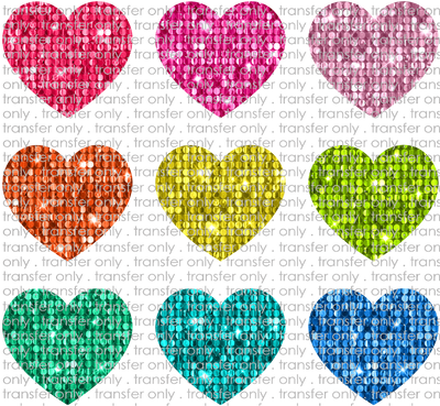 VAL 313 Faux Sequin Rainbow Hearts