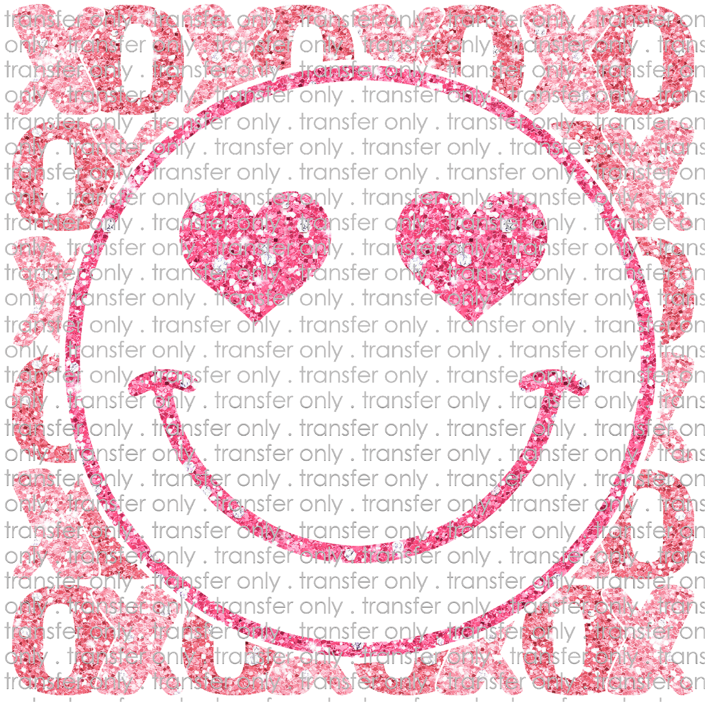 VAL 398 XOXO Smiley Face Pink Faux Glitter