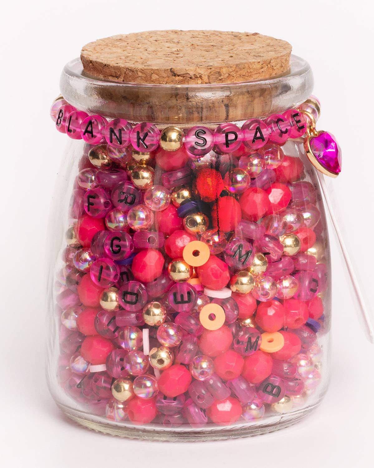 BLANK SPACE Hot Pink Round Letter DIY Bead Jar