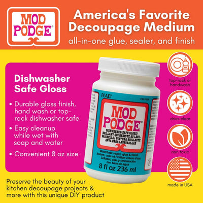 Mod Podge Gloss Glue, Sealer, and Finish Dishwasher Safe 8oz