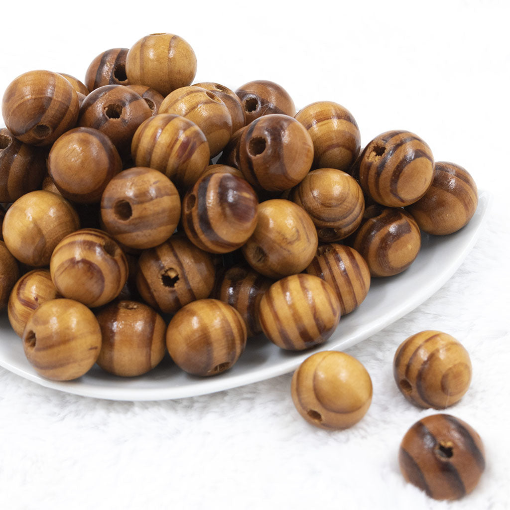 20mm Wooden Bubblegum Beads