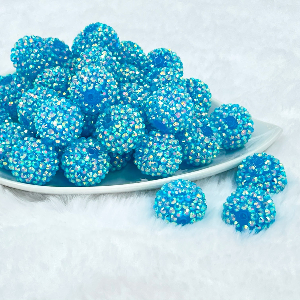 20mm Sparkle Rhinestone AB Bubblegum Beads