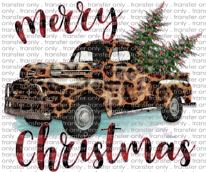 CHR 194 Buffalo Plaid Merry Christmas Leopard Truck