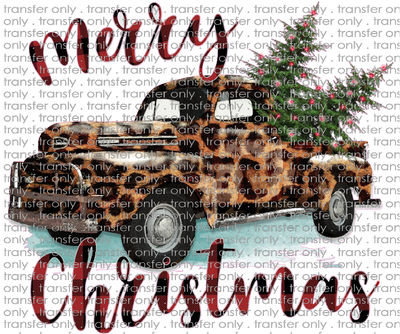 CHR 194 Buffalo Plaid Merry Christmas Leopard Truck