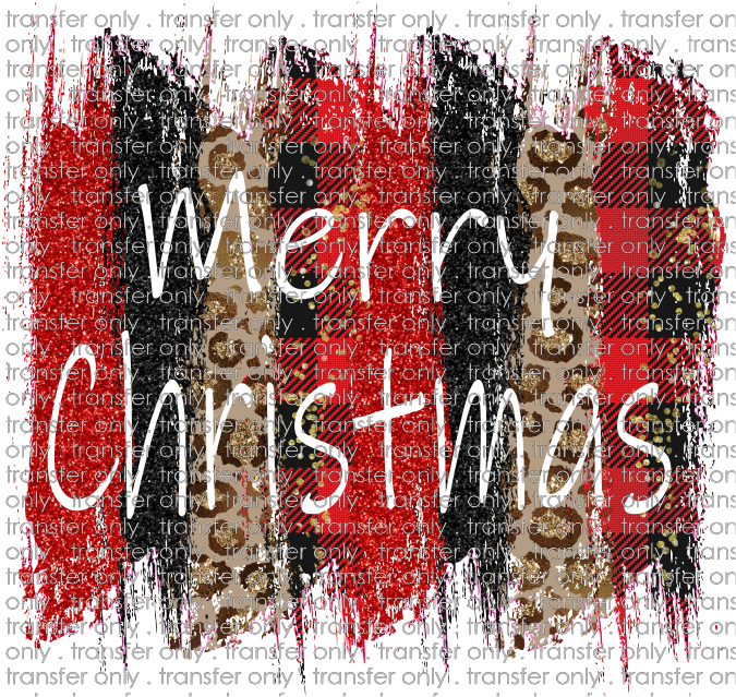 CHR 195 Merry Christmas Red Black Leopard Brushstroke