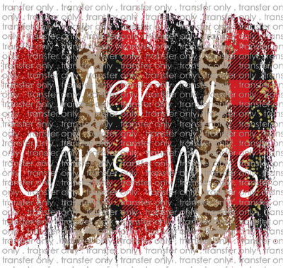 CHR 195 Merry Christmas Red Black Leopard Brushstroke