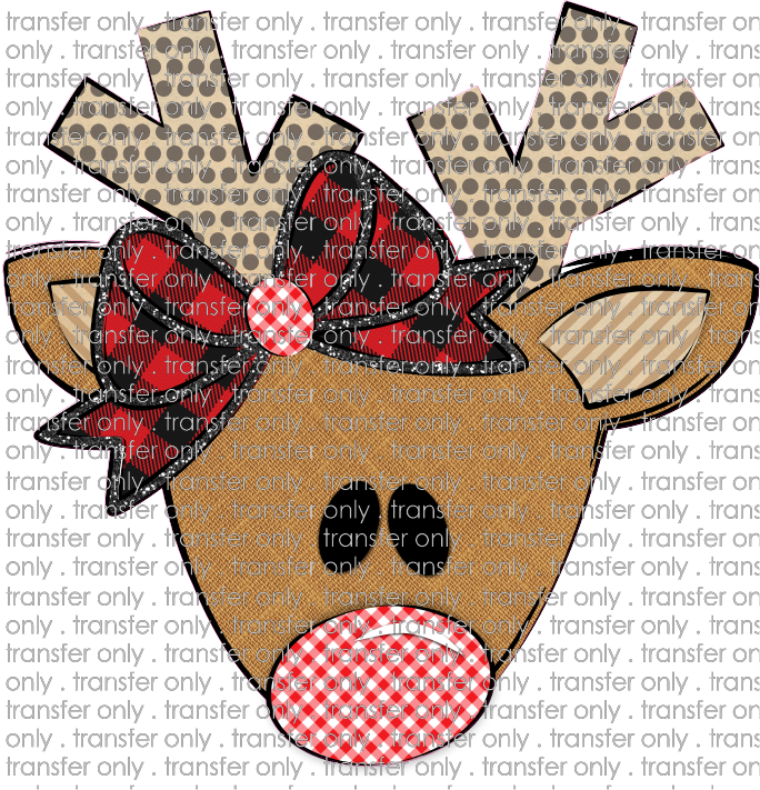 CHR 238 Reindeer Dot Antlers Gingham Nose Buffalo Bow