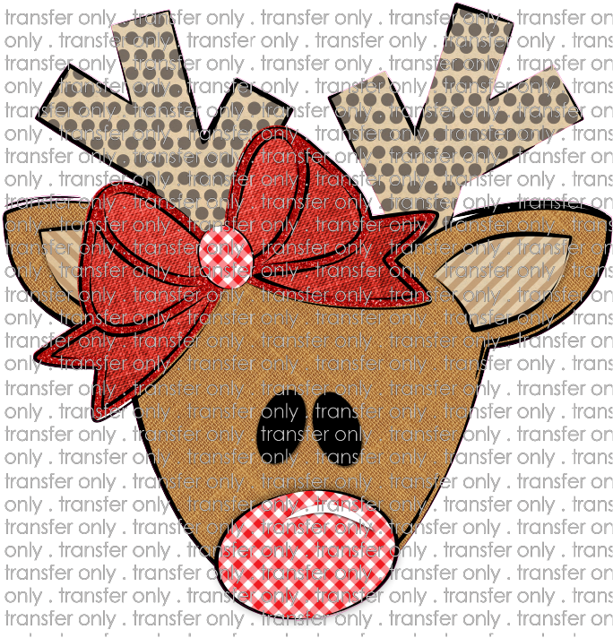 CHR 239 Reindeer Dot Antlers Gingham Nose Red Bow