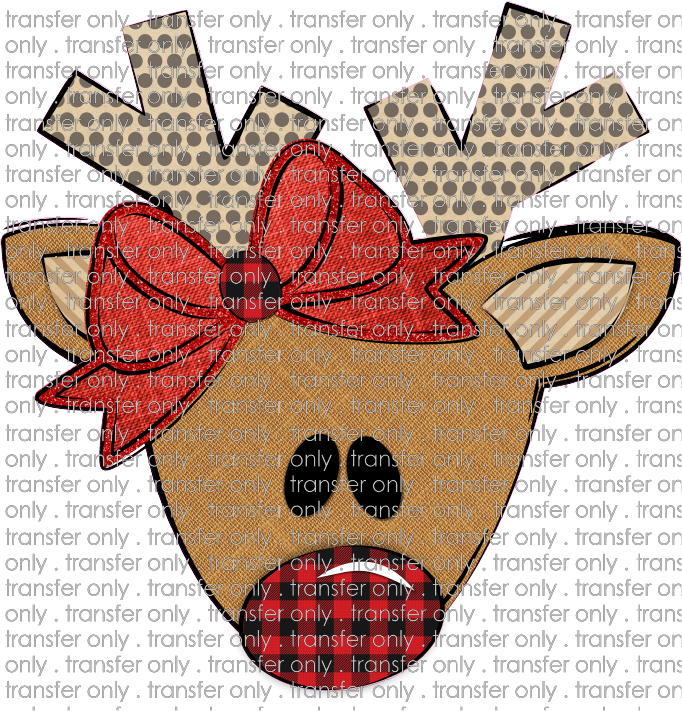 CHR 241 Reindeer Dot Antlers Buffalo Nose Red Bow