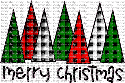 CHR 301 Green Red White Buffalo Trees Merry Christmas