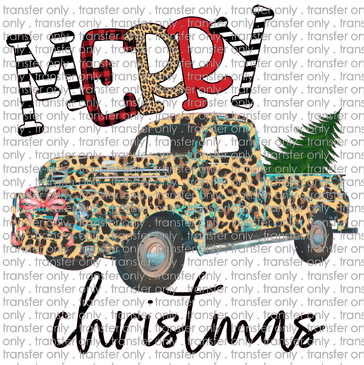 CHR 68 Merry Christmas Leopard Teal Truck