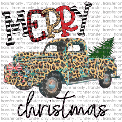 CHR 68 Merry Christmas Leopard Teal Truck