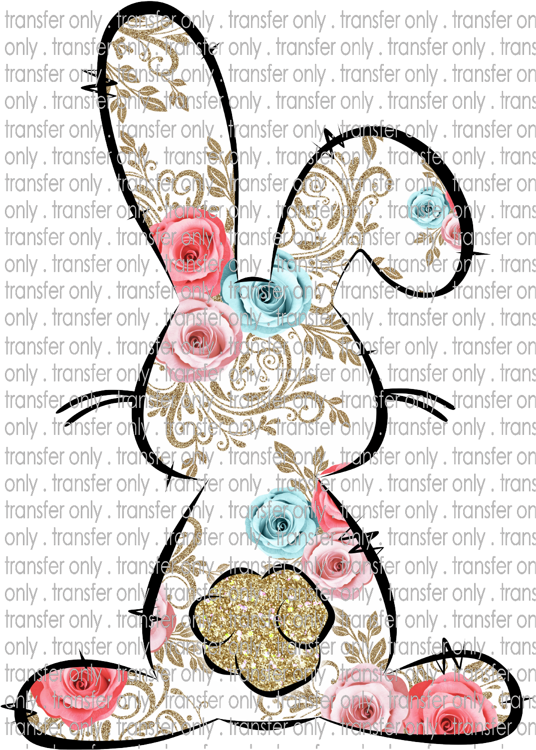 EST 18 Bunny Outline White Flowers