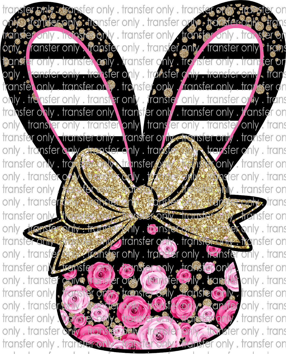 EST 23 Bunny Black Pink Flowers Black Stripes