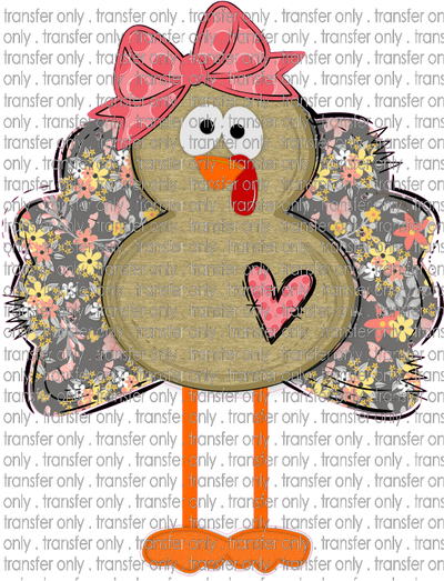 FALL 113 Girl Turkey Tall Gray Flowers Plaid