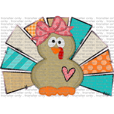 FALL 114 Girl Turkey Teal Orange Burlap