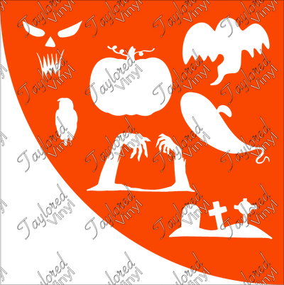 Halloween Spooky Theme 02 Acrylic Bleach Sleeve Stencil