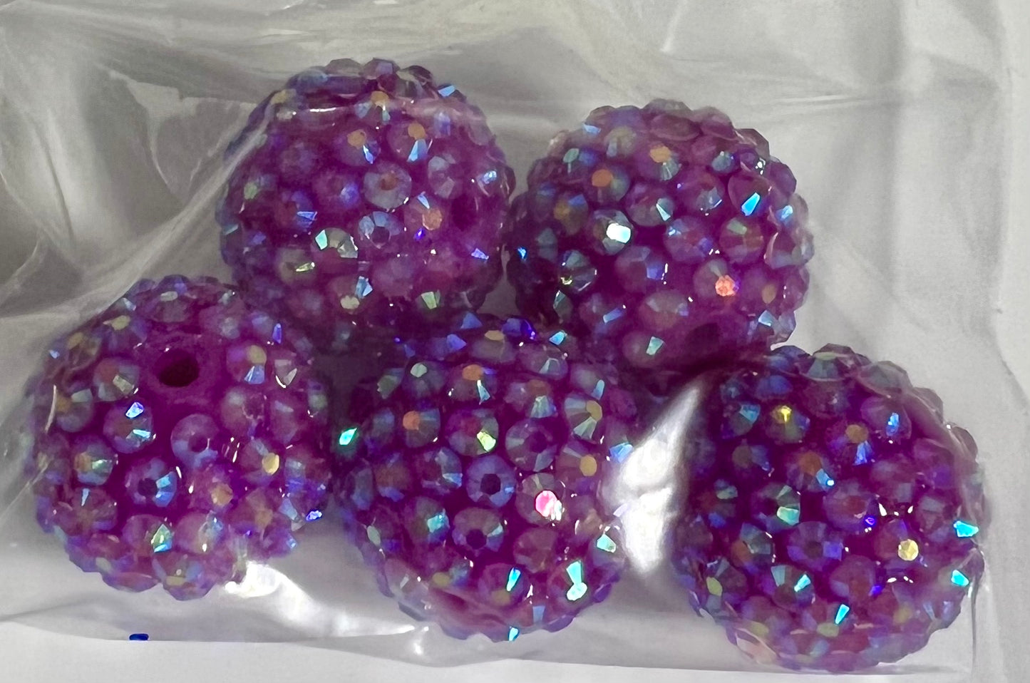 20mm Sparkle Rhinestone AB Bubblegum Beads