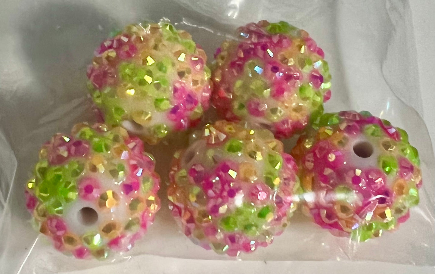 20mm Sparkle Rhinestone AB Bubblegum Beads