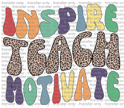 SCH 468 Teacher Teach Inspire Motivate Retro Leopard