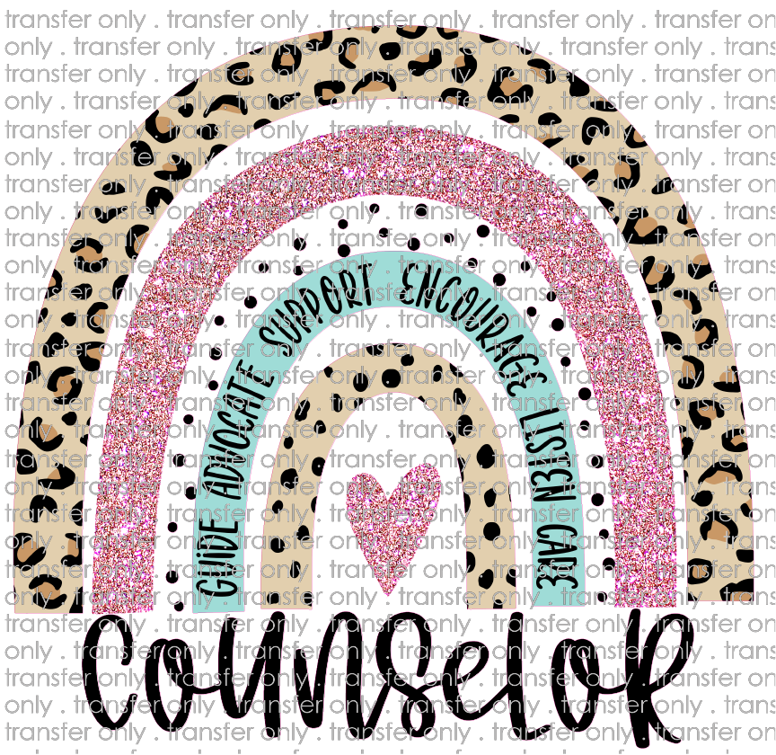 SCH 515 Counselor Animal Print Rainbow Glitter