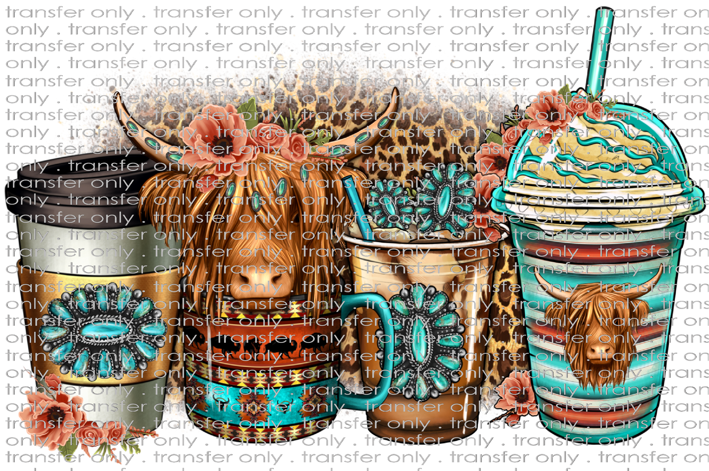 SW 102 Serape Floral Longhaired Cow Coffee Cups