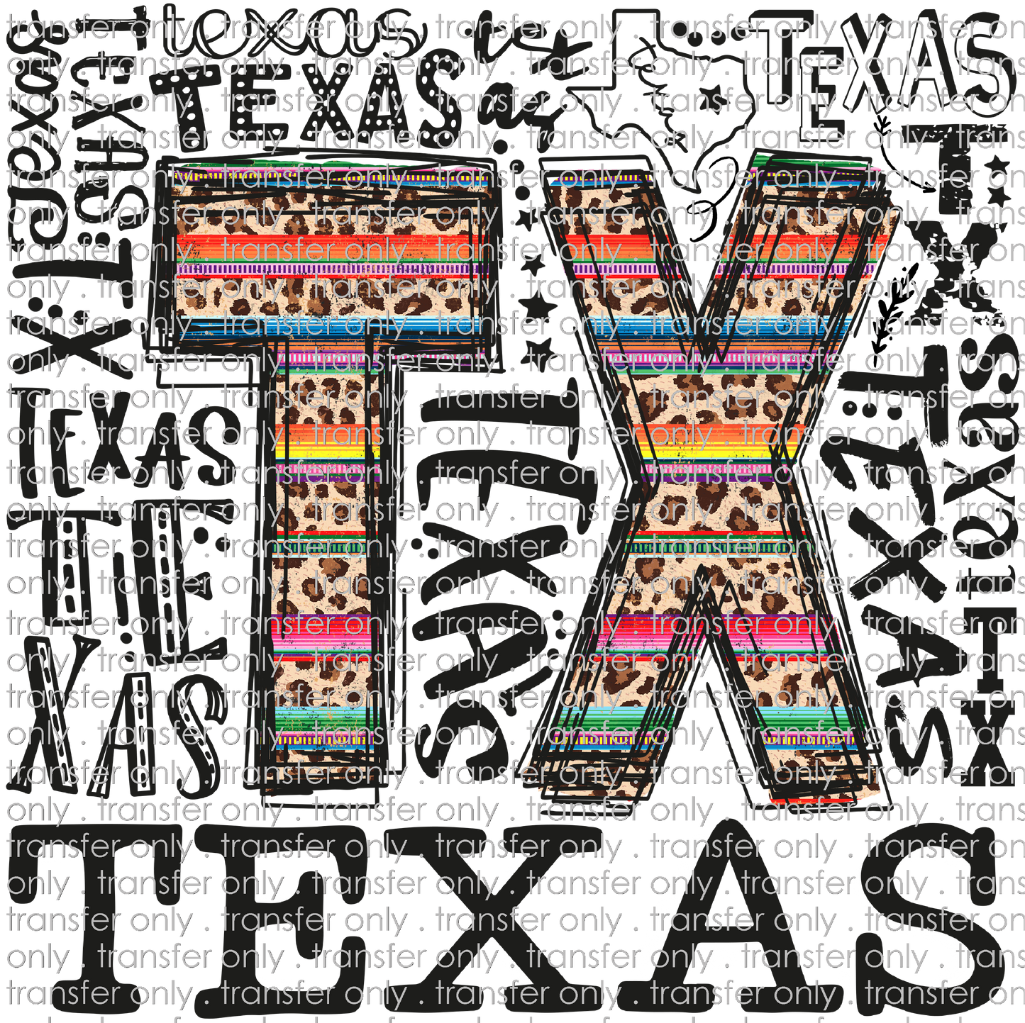 TX 111 Texas Serape Word Art