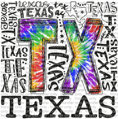 TX 112 TX Tie Dye Word Art