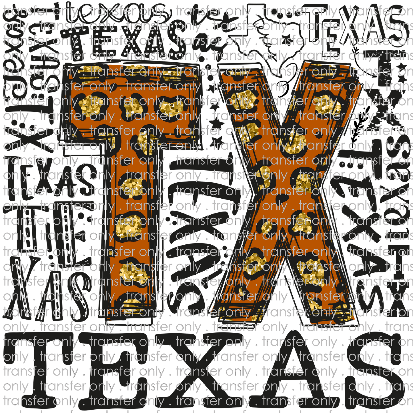 TX 113 TX Leopard Word Art