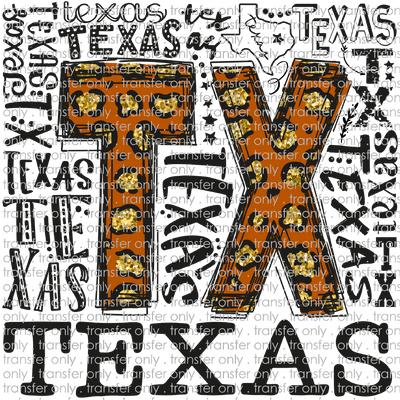 TX 113 TX Leopard Word Art