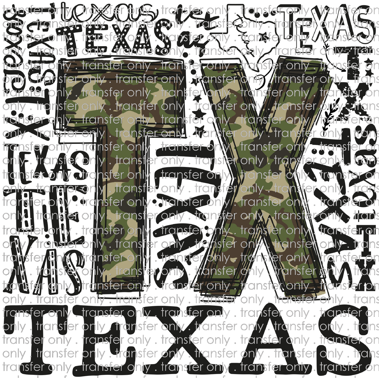 TX 115 TX Camo Word Art