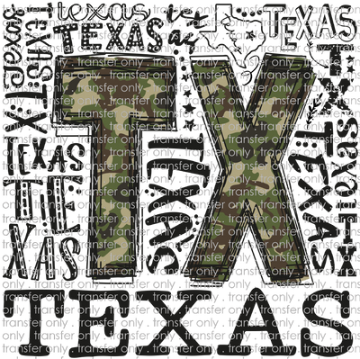 TX 115 TX Camo Word Art