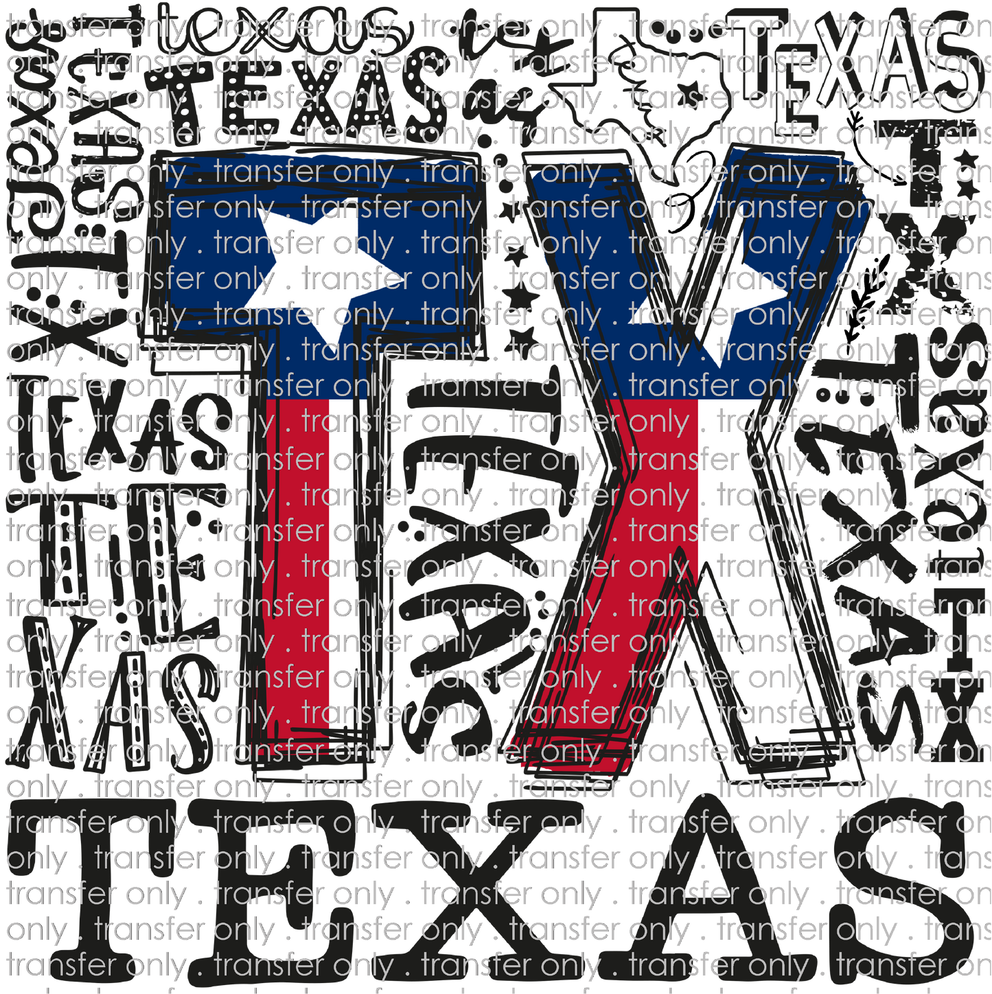 TX 117 Texas Flag Word Art