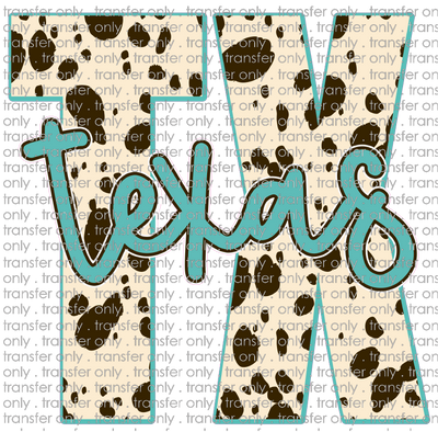 TX 85 Cow Print Blue Texas