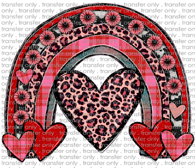 VAL 210 Valentines Heart Rainbow Pink Leopard