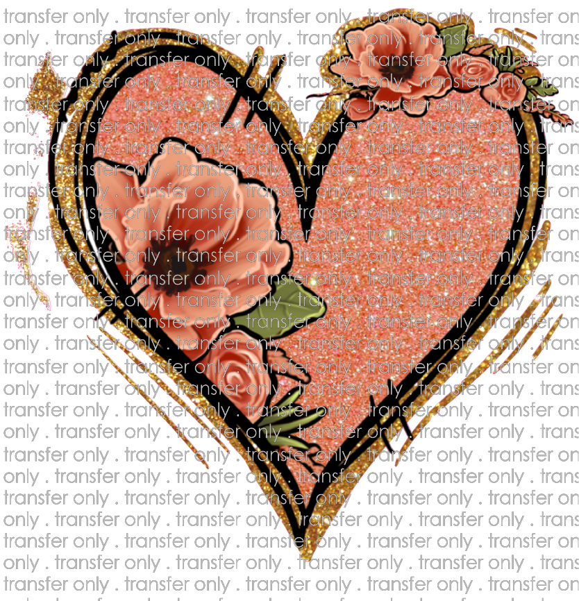 VAL 220 Floral Peach Glitter Heart