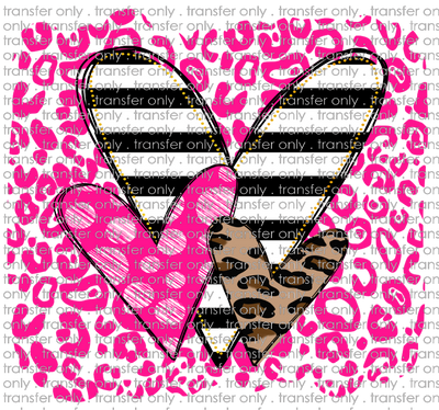 VAL 232 Hearts Pink Leopard Background Stripe Pink Doodle