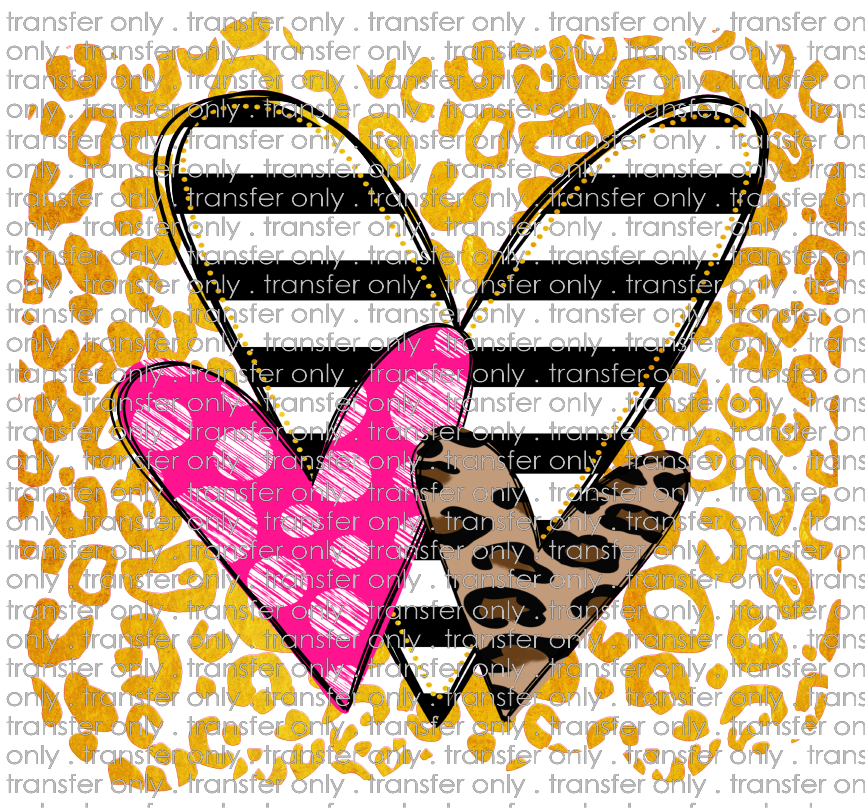 VAL 234 Hearts Gold Leopard Background Stripe Pink Doodle