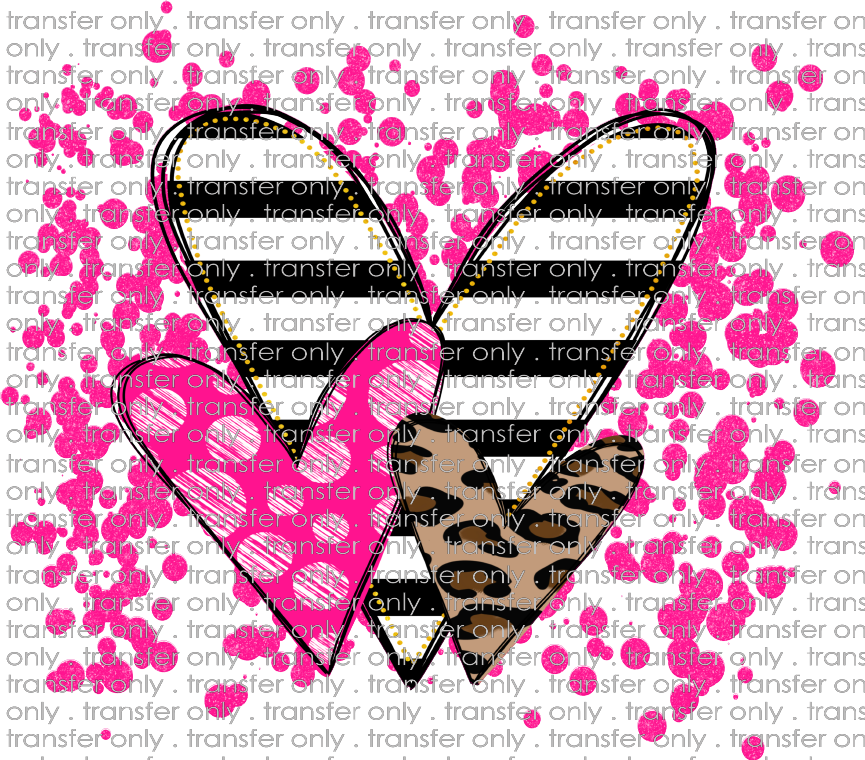 VAL 236 Glitter Pink Background Leopard Stripe Hearts