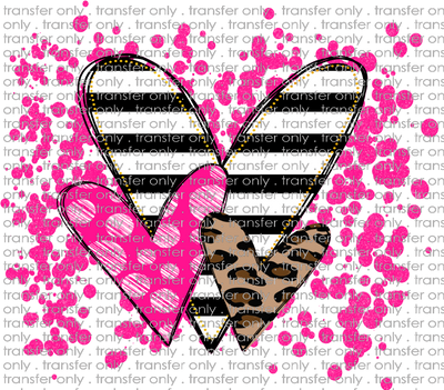 VAL 236 Glitter Pink Background Leopard Stripe Hearts